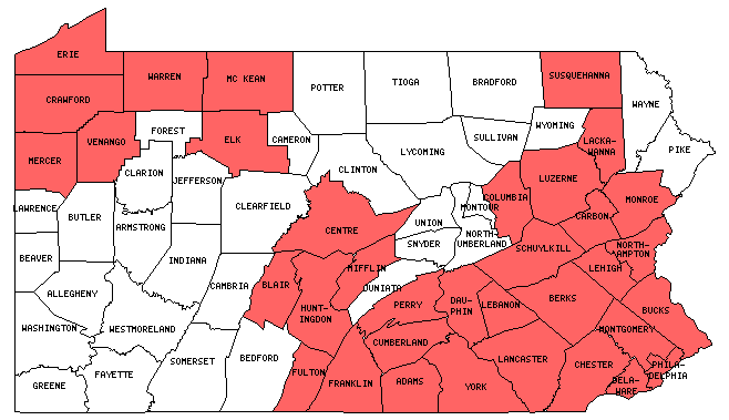 map of pennsylvania counties. the Pennsylvania counties.